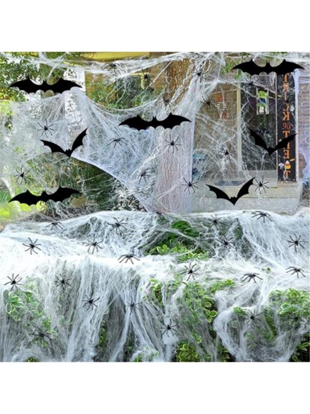 2200 Sqft Halloween Spider Webs Decoration with 100 Fake Spiders 24 Bats
